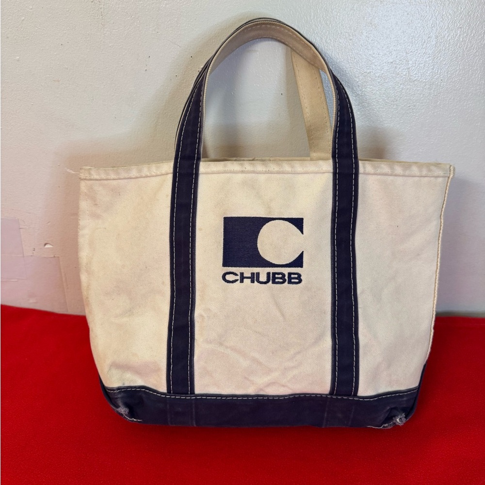 Vintage 90s L.L bean Boat and tote canvas Handles medium bag USA Made/Stained